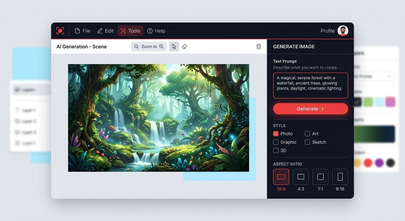 Интерфейс Adobe Express для генерации изображений с помощью нейросети