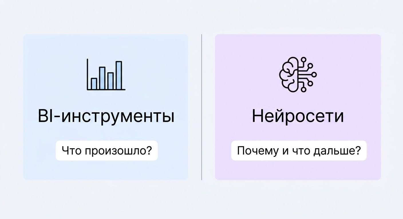 BI-инструменты против нейросетей для аналитики — сравнение подходов