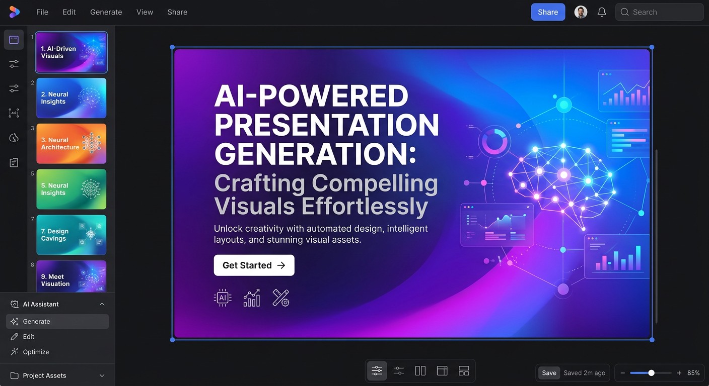 Gamma AI — интерфейс нейросети для генерации презентаций со слайдами