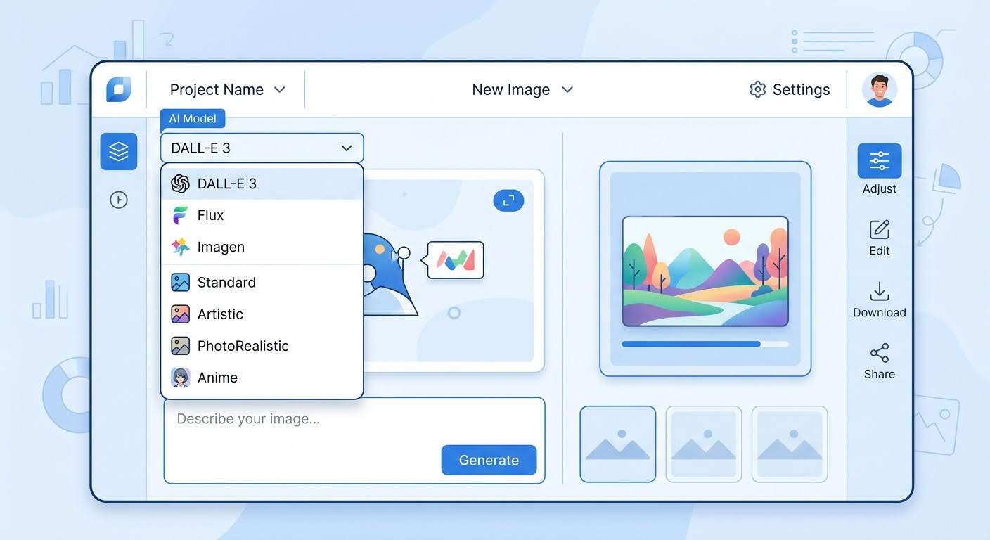 Интерфейс Image Creator с выбором модели нейросети для генерации изображений