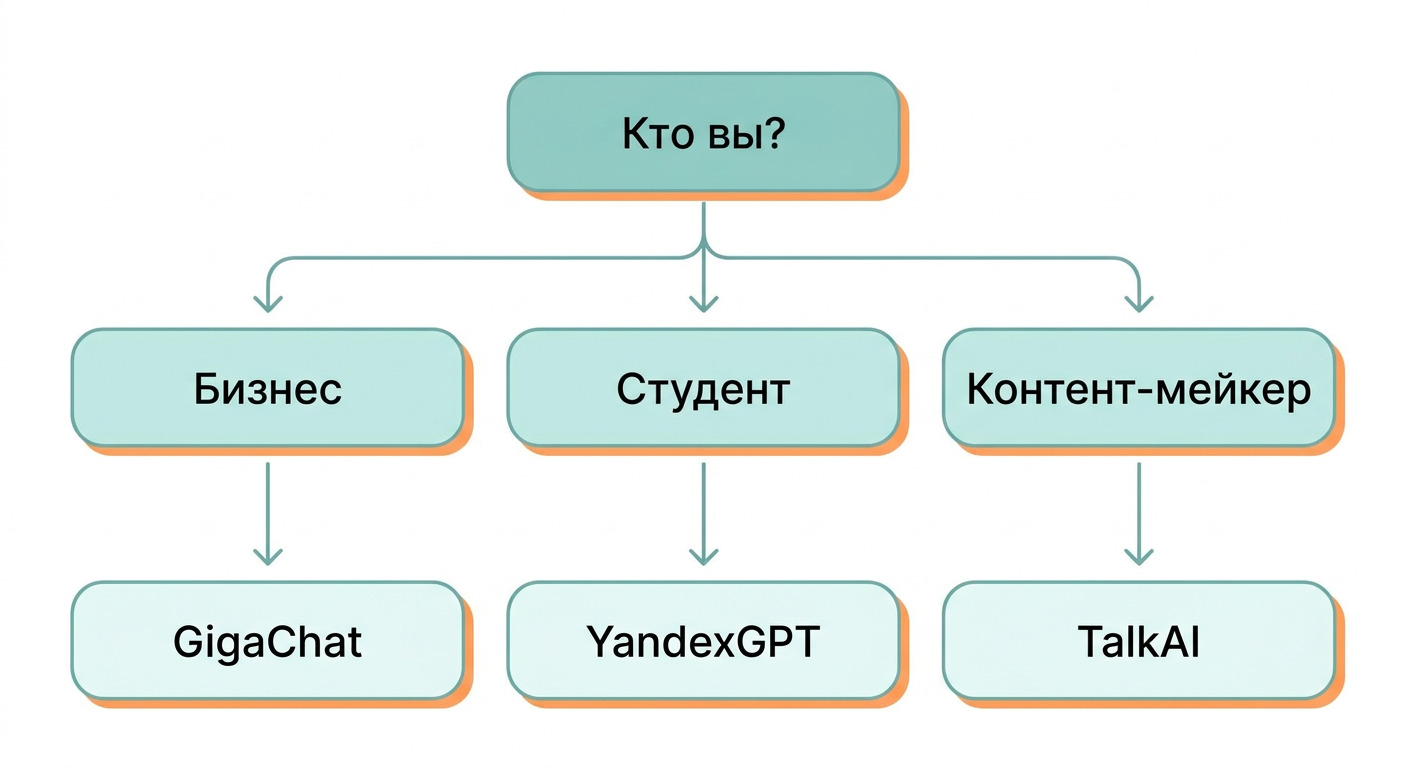 Блок-схема как выбрать нейросеть для генерации текста бесплатно
