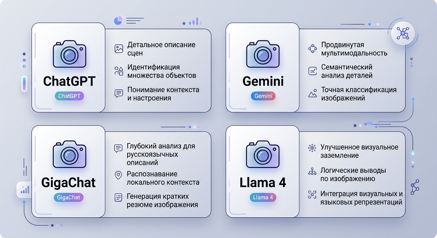 Сравнение нейросетей по работе с фото — ChatGPT, Gemini, GigaChat, Llama 4