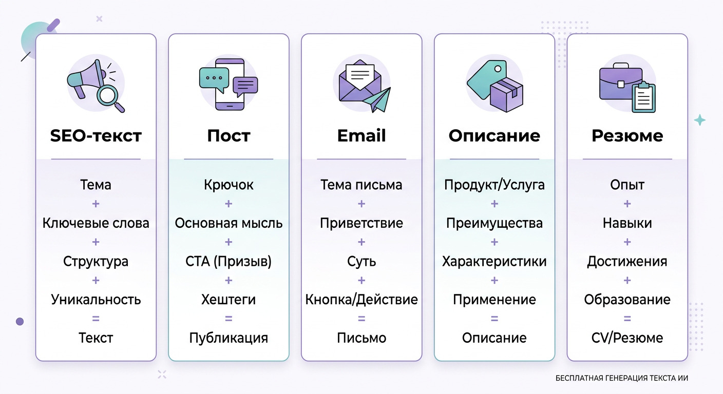 Шаблоны промптов для нейросети генерации текста — 5 типовых задач