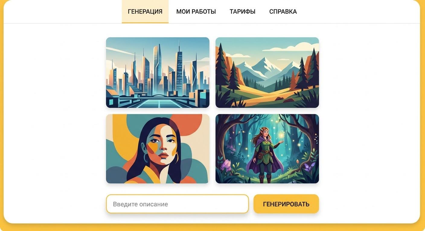 Интерфейс нейросети Шедеврум для генерации изображений по промпту
