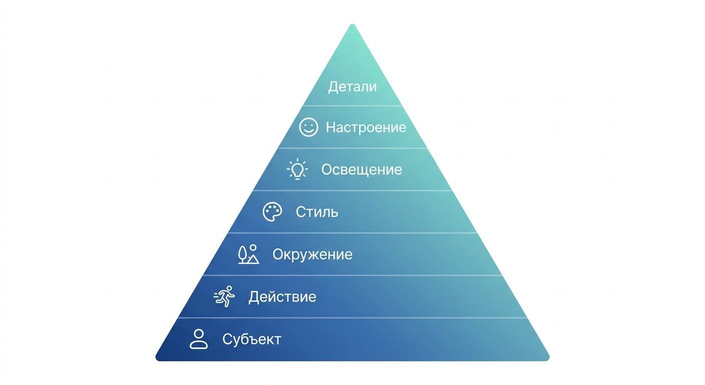 Пирамида структуры промта для нейросети — 7 ключевых блоков