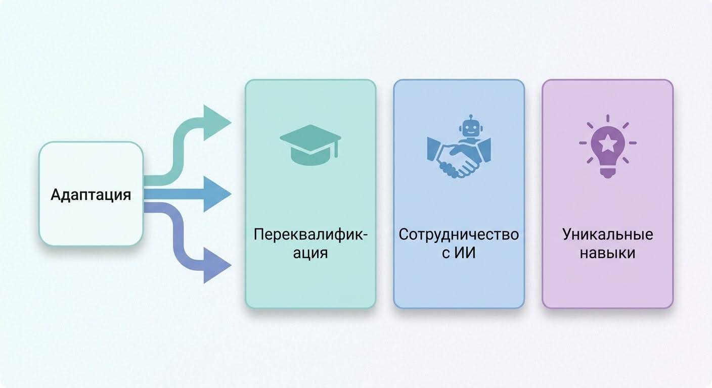 Три пути адаптации к ИИ — переквалификация, сотрудничество и уникальные навыки