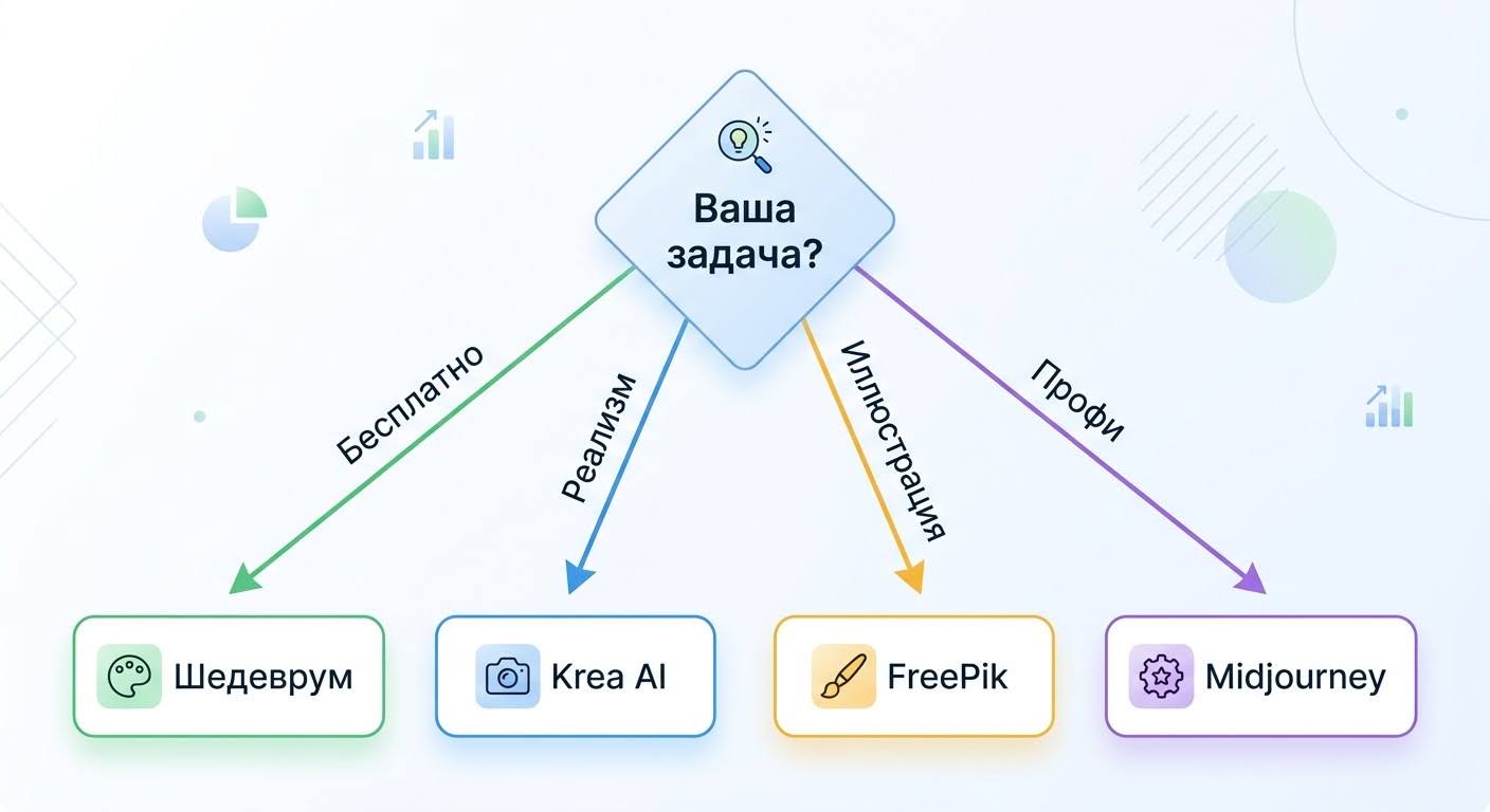 Блок-схема выбора нейросети для генерации изображений по типу задачи