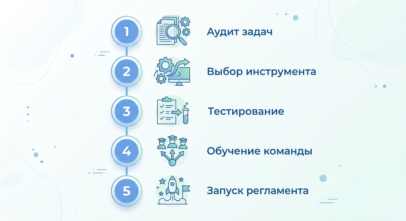 5 шагов внедрения нейросетей в работу бухгалтерии