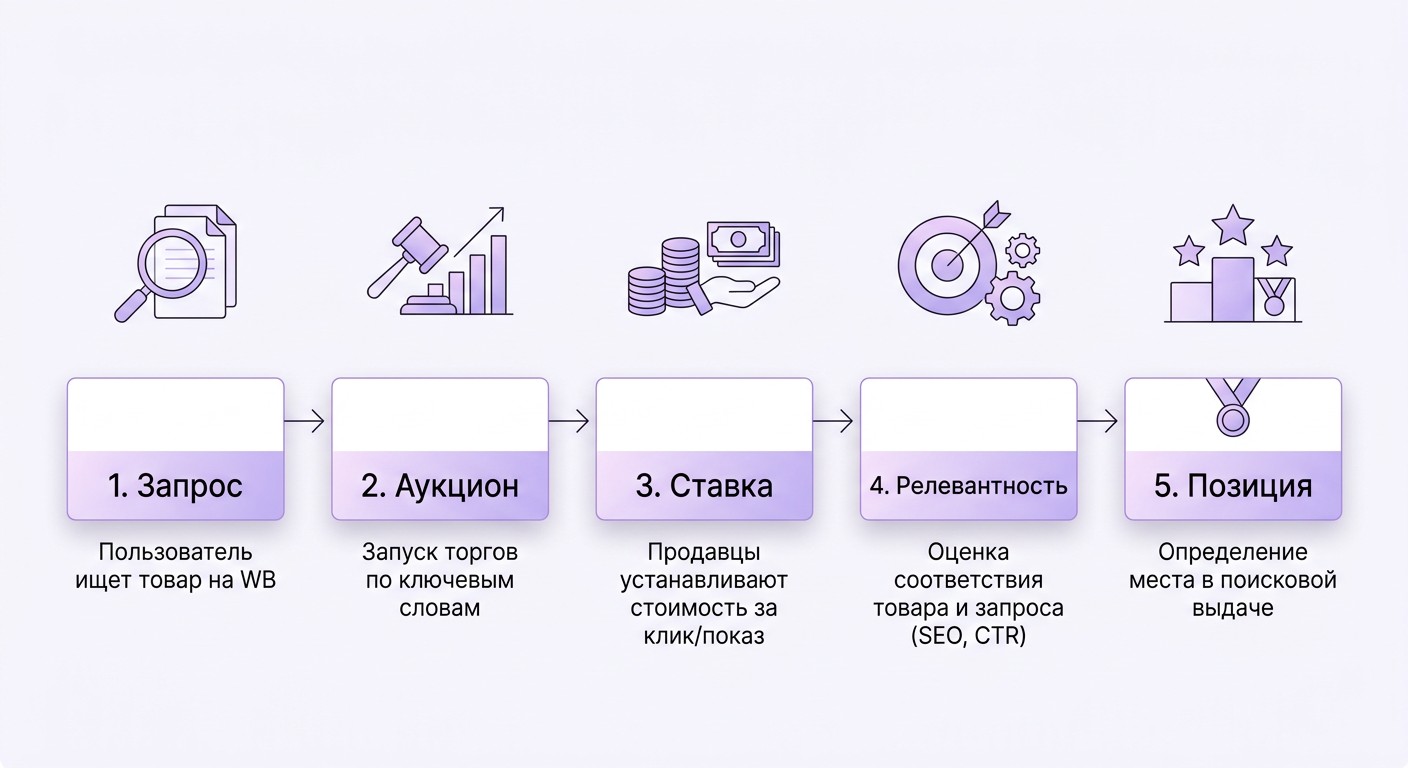 Алгоритм аукциона Wildberries — 5 шагов от запроса до позиции