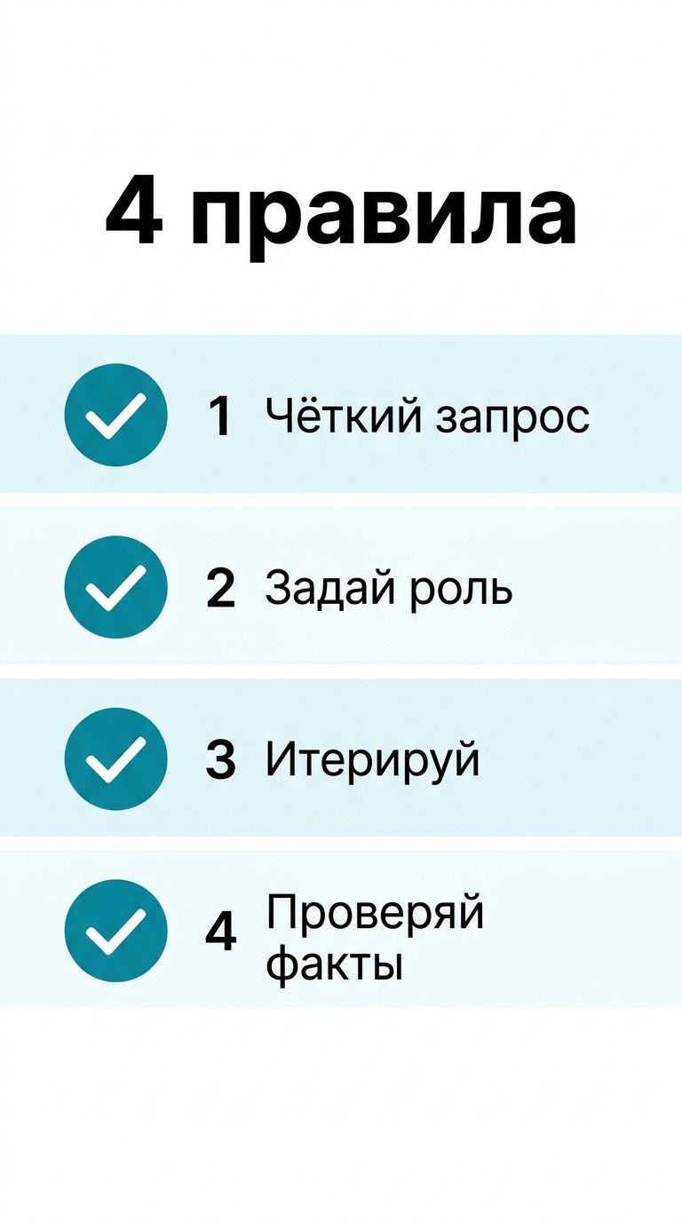 Чек-лист четырёх правил эффективной работы с DeepSeek