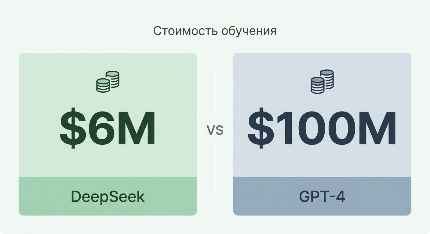 Сравнение стоимости обучения DeepSeek и GPT-4