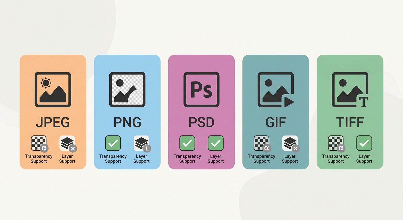 Форматы файлов Photoshop: иконки JPEG PNG PSD GIF TIFF с характеристиками