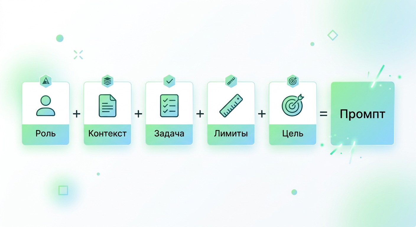 Формула промпта ChatGPT — роль, контекст, задача, лимиты, цель