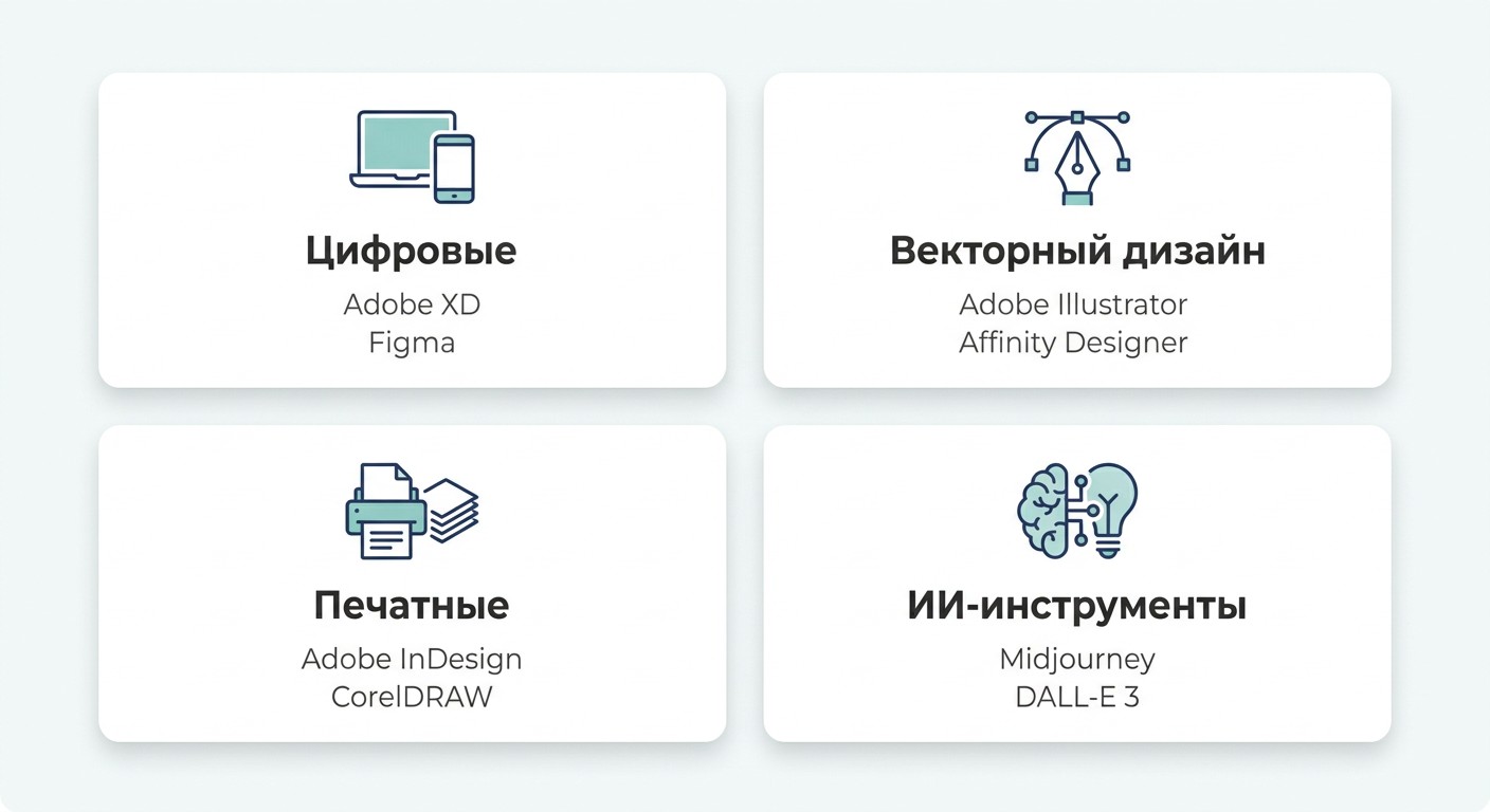 Карта инструментов для создания фирменного стиля по четырём категориям