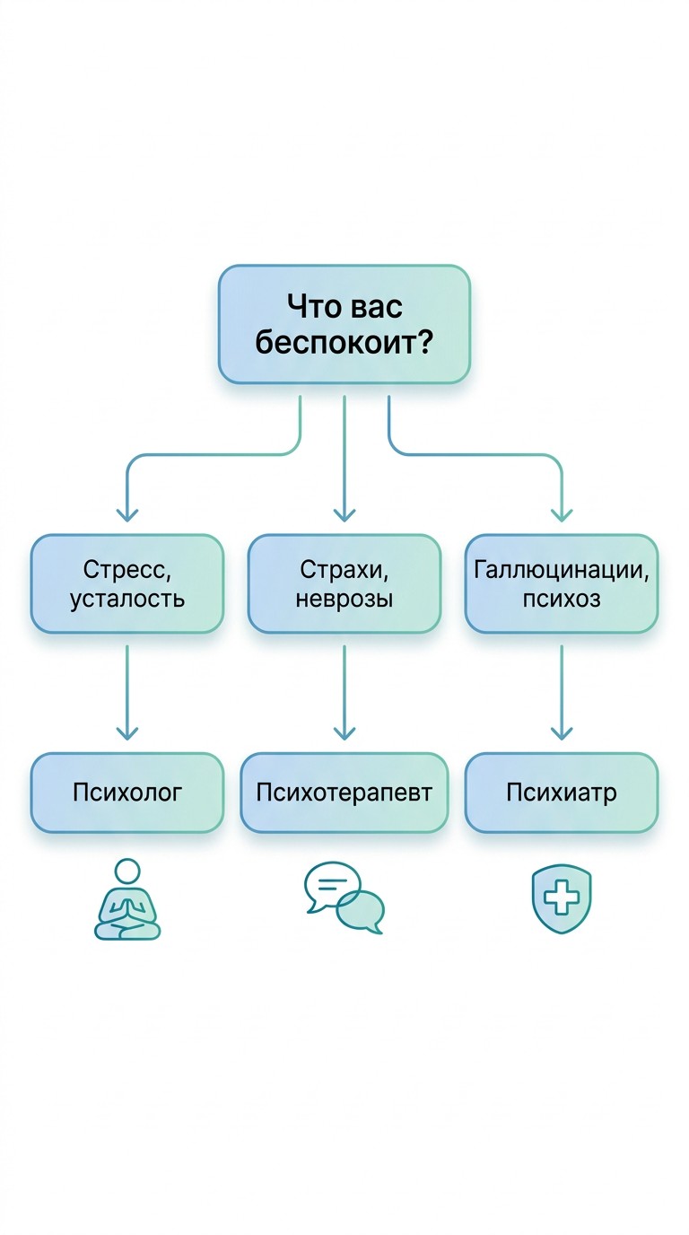 Блок-схема — к кому обратиться при психологических проблемах