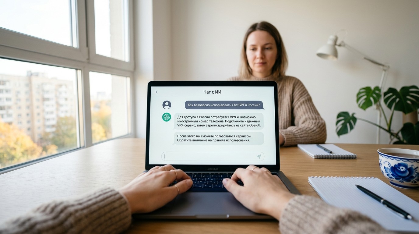 Как пользоваться ChatGPT — интерфейс диалогового окна на ноутбуке