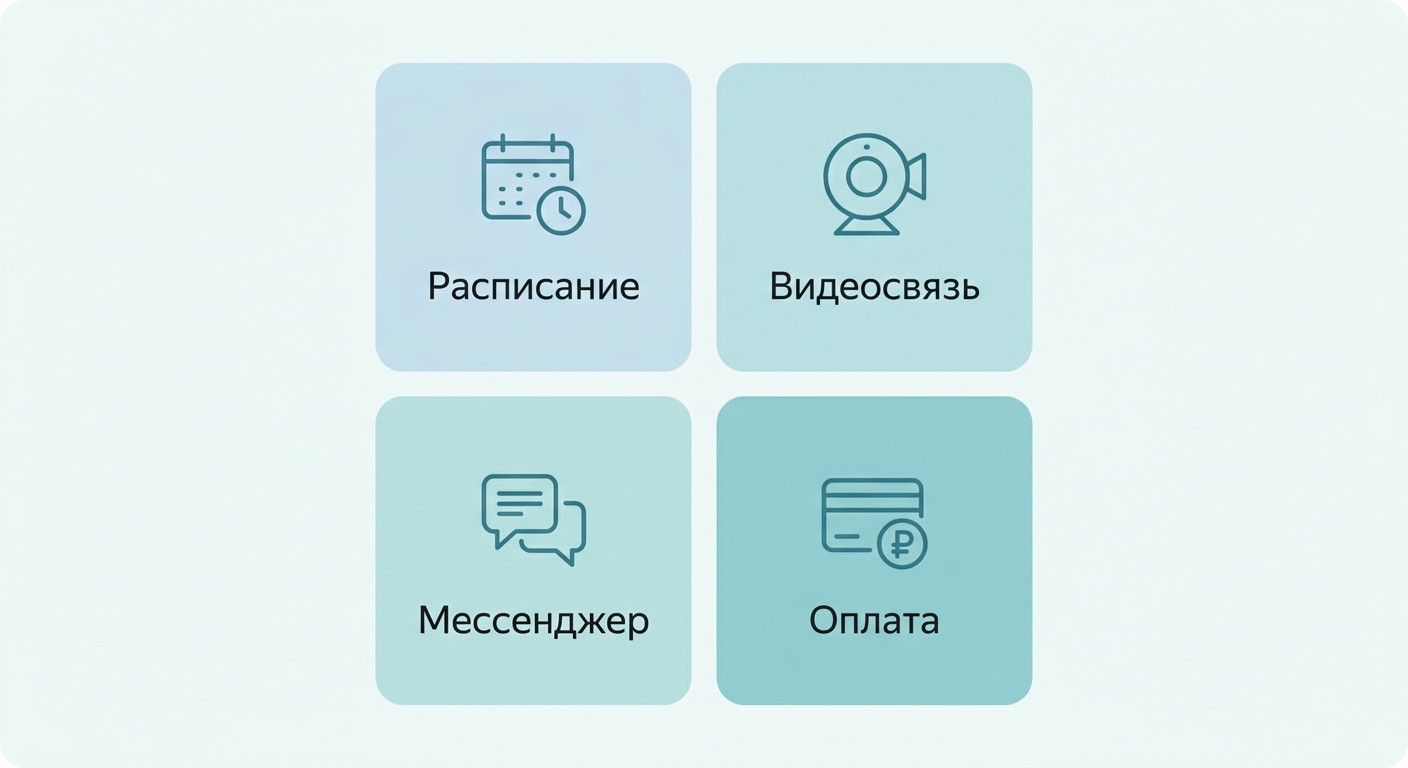 Инфографика: 4 инструмента минимального стека частного психолога