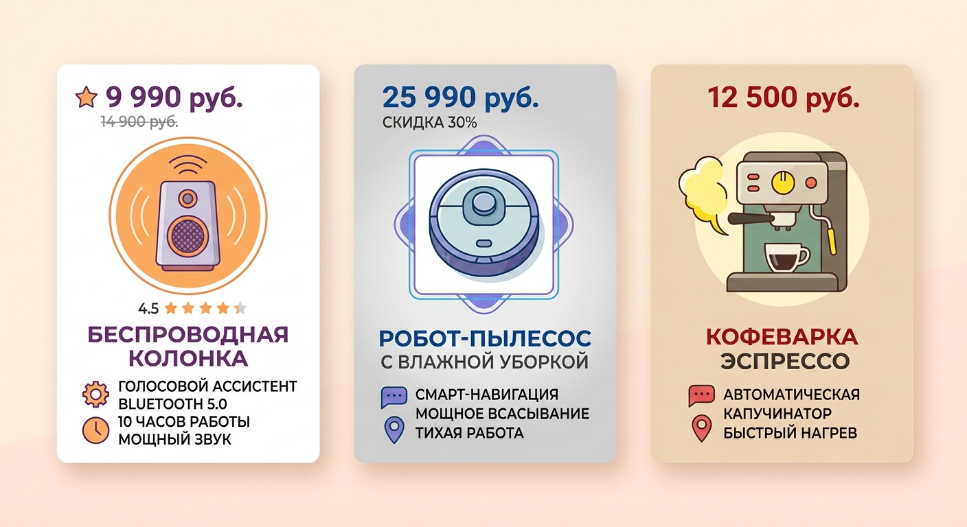 Примеры карточек товара для WB, Ozon и Яндекс Маркет в ряд