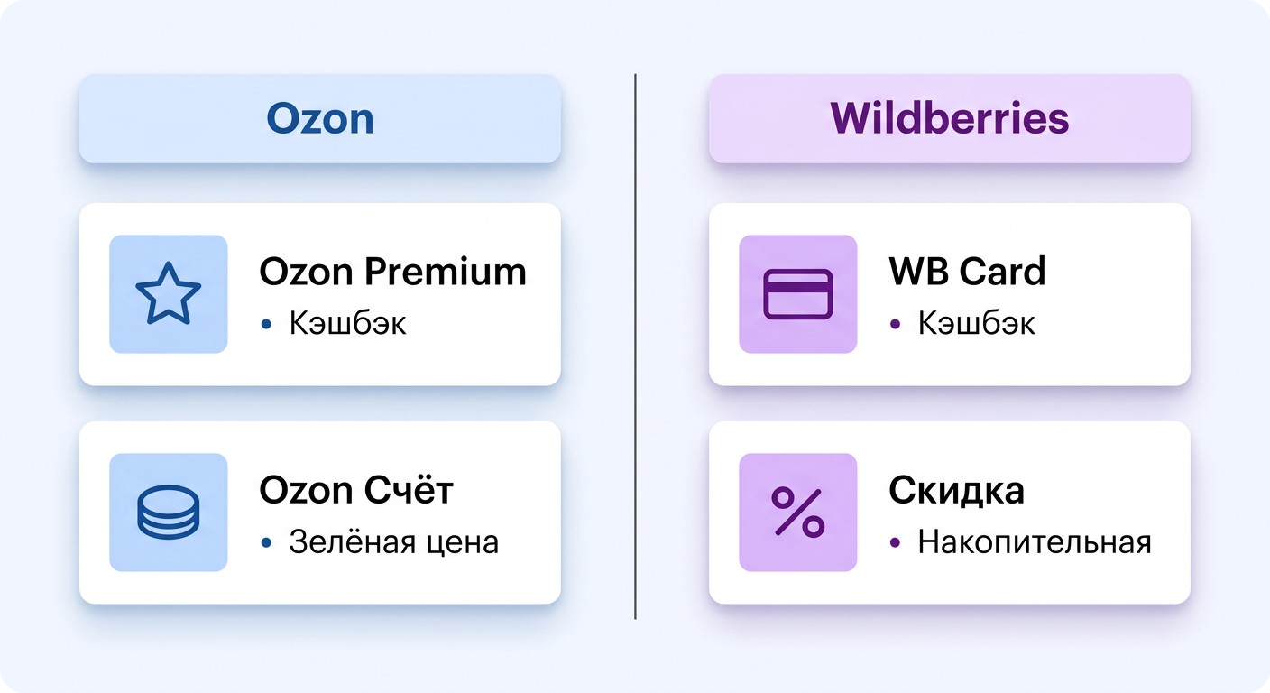 Сравнение программ лояльности Ozon Premium и WB Card