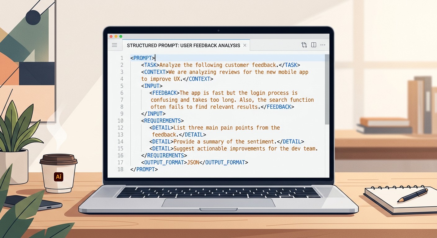 Пример структурированного промпта с XML-тегами для работы в ChatGPT