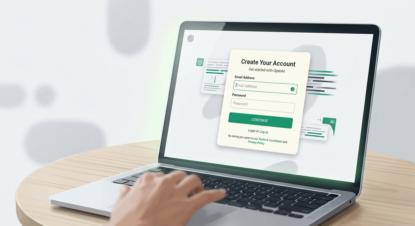 Интерфейс регистрации на сайте ChatGPT для создания аккаунта