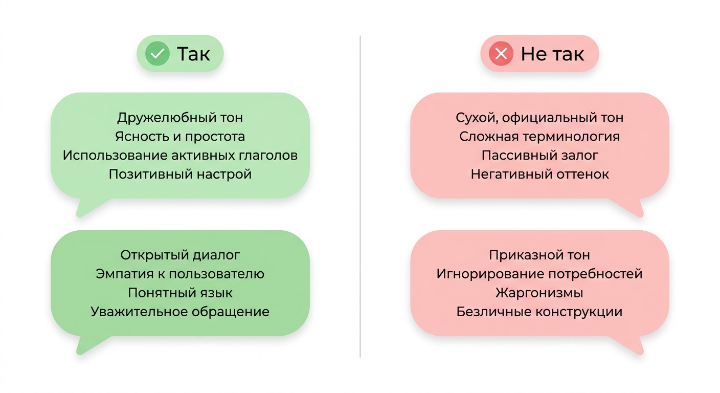 Tone of voice брендбука — примеры правильных и недопустимых фраз