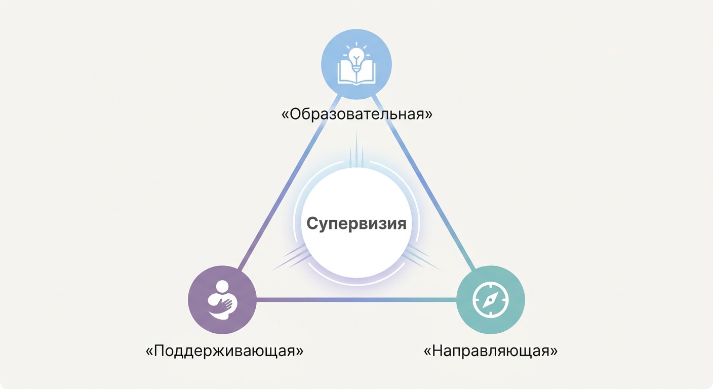 Треугольник трёх функций супервизии: образовательная, поддерживающая, направляющая