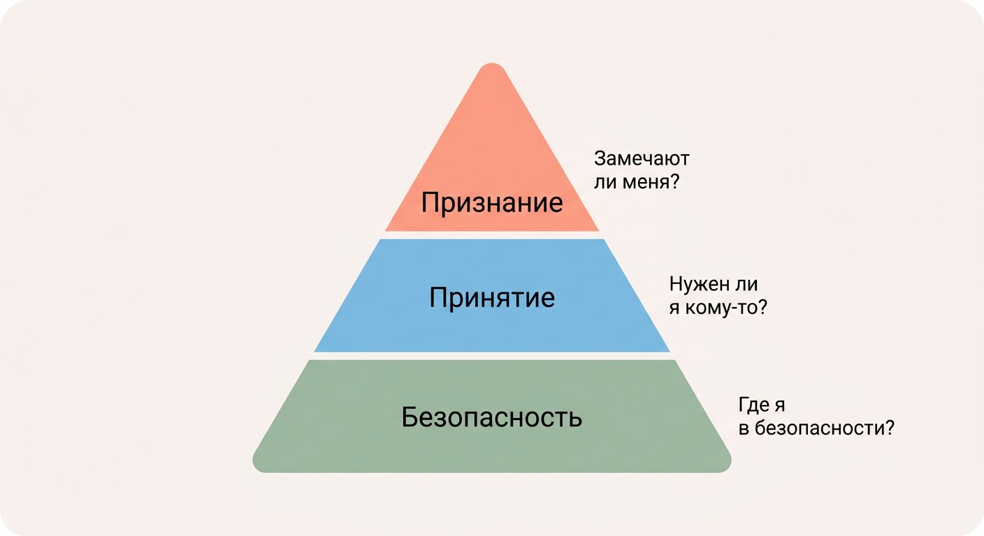 Пирамида трёх уровней потребностей в гештальт-терапии с примерами