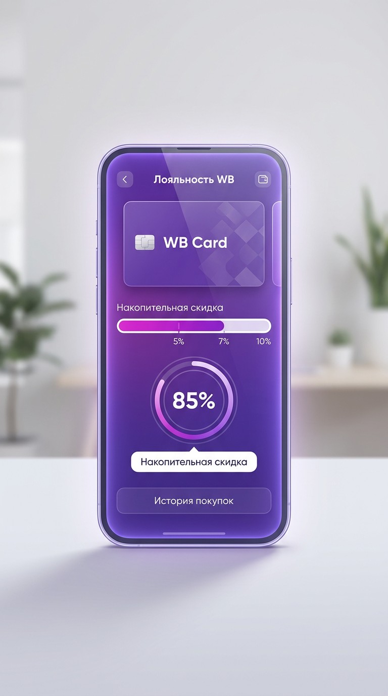 Экран WB Card с накопительной скидкой в приложении Wildberries
