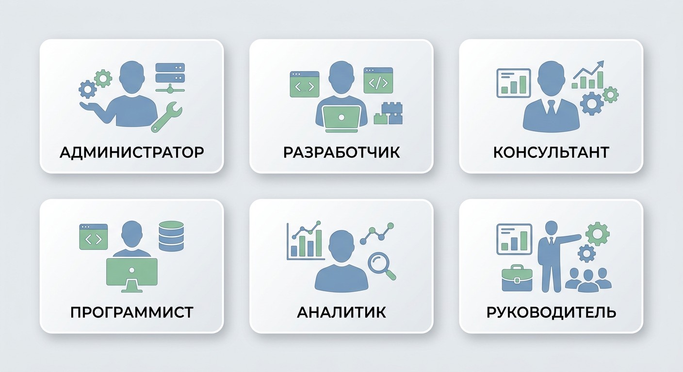 6 профессий в экосистеме 1С:Предприятие — инфографика