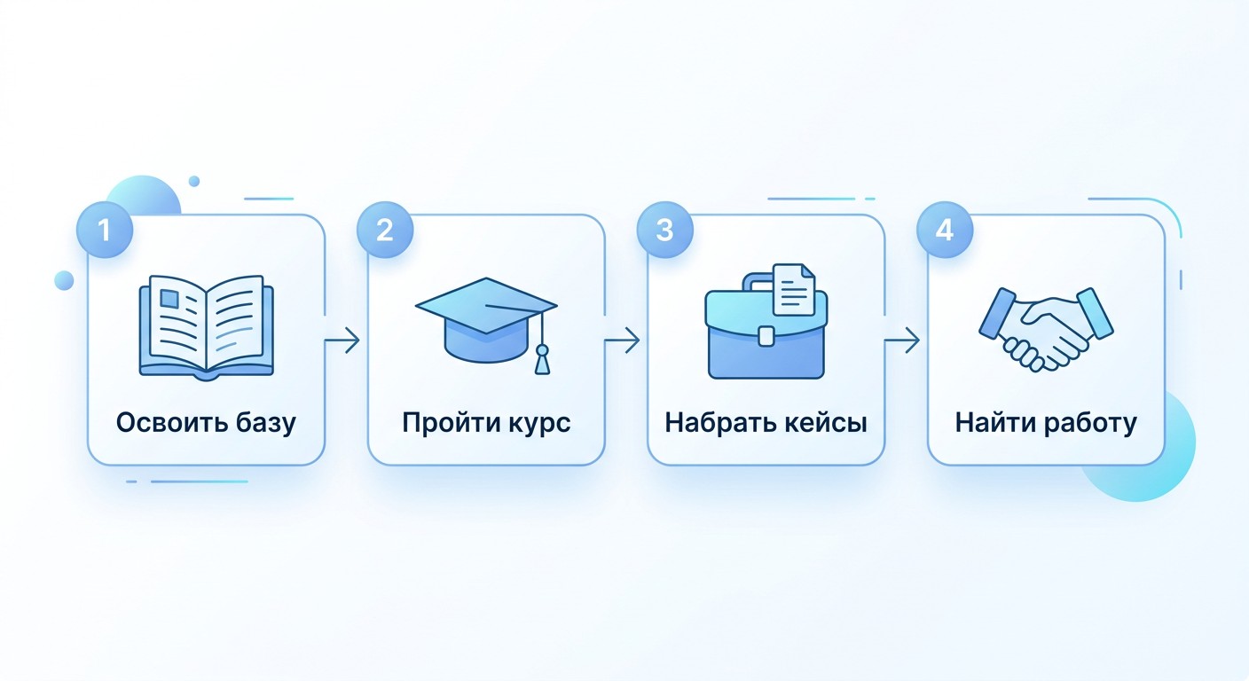 Четыре шага как стать менеджером проектов с нуля — инфографика