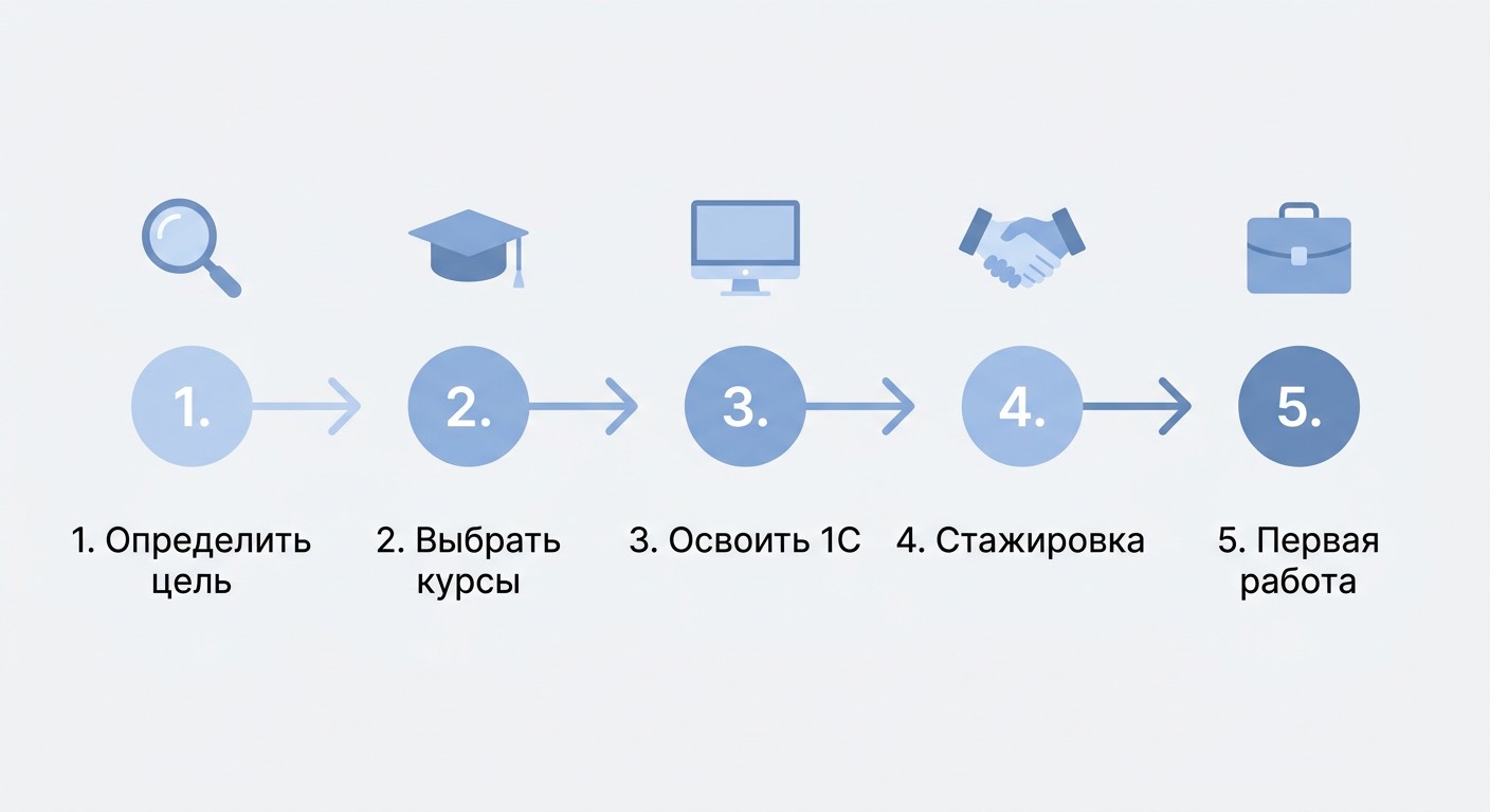 Пять шагов как стать бухгалтером с нуля — линейная схема