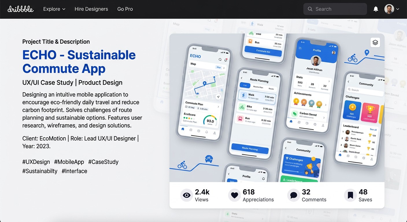 Портфолио UX/UI кейса графического дизайнера на международной платформе