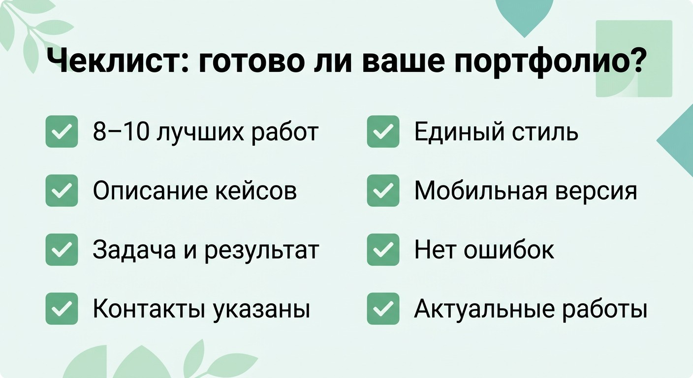 Чеклист готовности портфолио графического дизайнера тринадцать пунктов