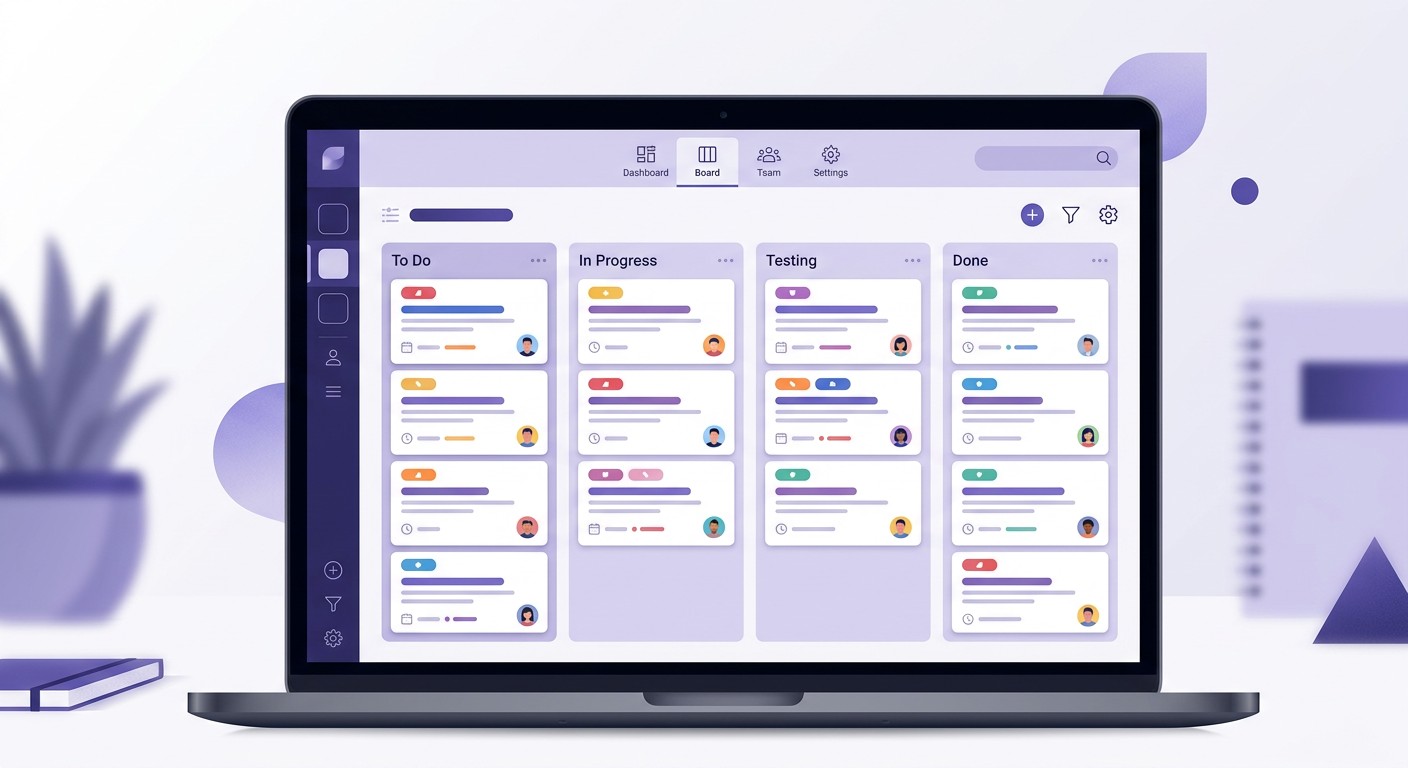 Интерфейс программы Weeek — канбан-доска для управления задачами команды