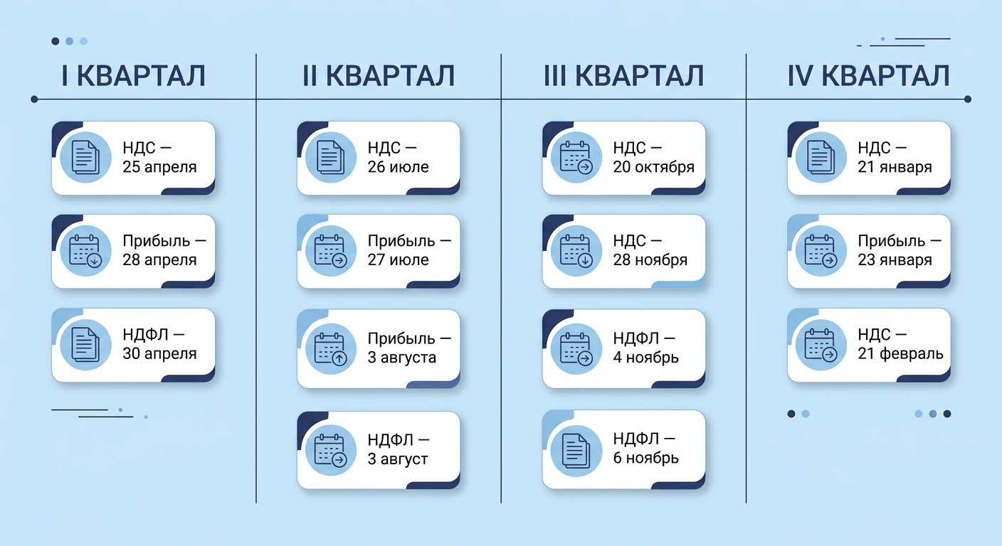 Календарь сроков отчётности ОСНО: декларации и платежи по кварталам
