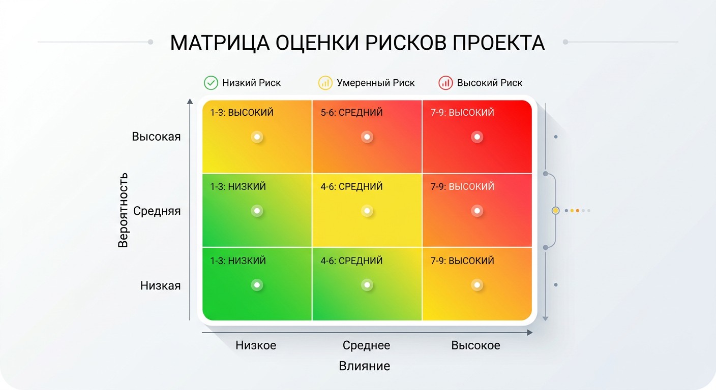 Матрица рисков проекта: вероятность и влияние