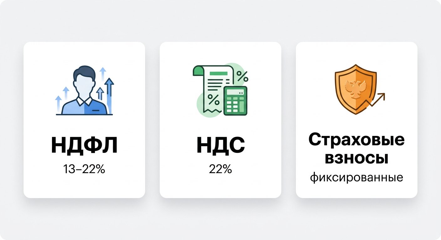 Три налога ИП на ОСНО: НДФЛ, НДС и страховые взносы