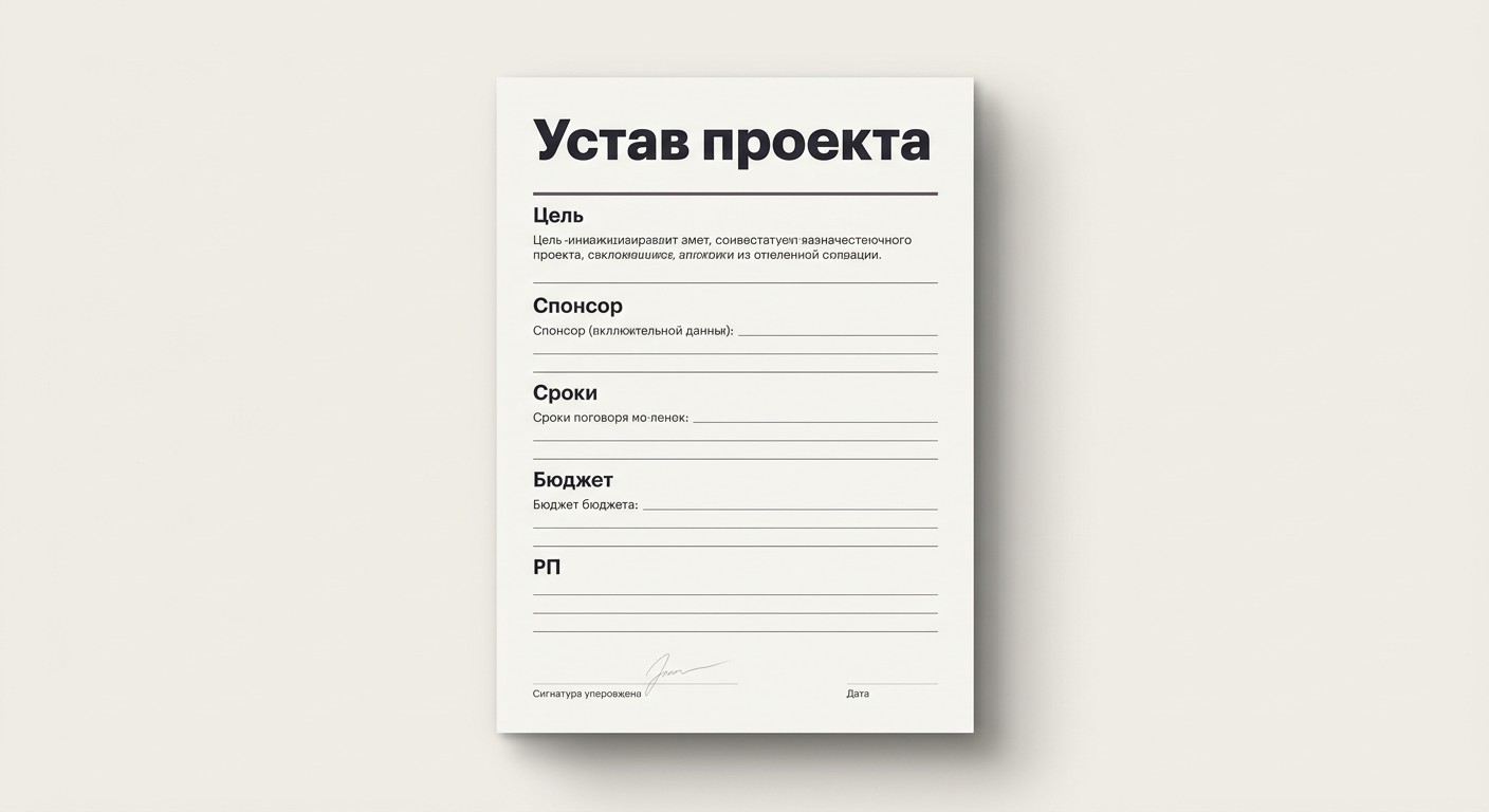 Образец оформленной страницы устава проекта со структурой разделов