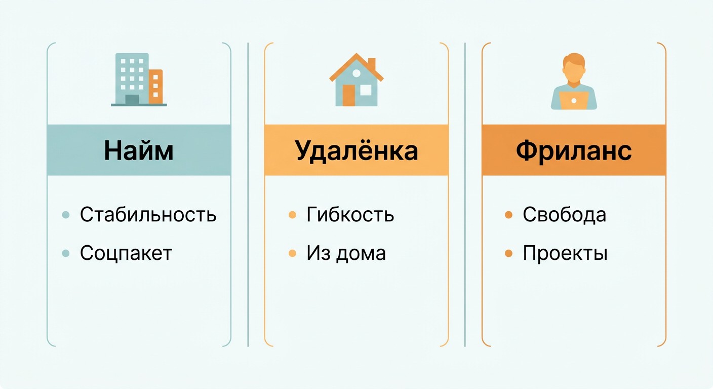 Сравнение форматов занятости для дизайнера — найм удалёнка и фриланс