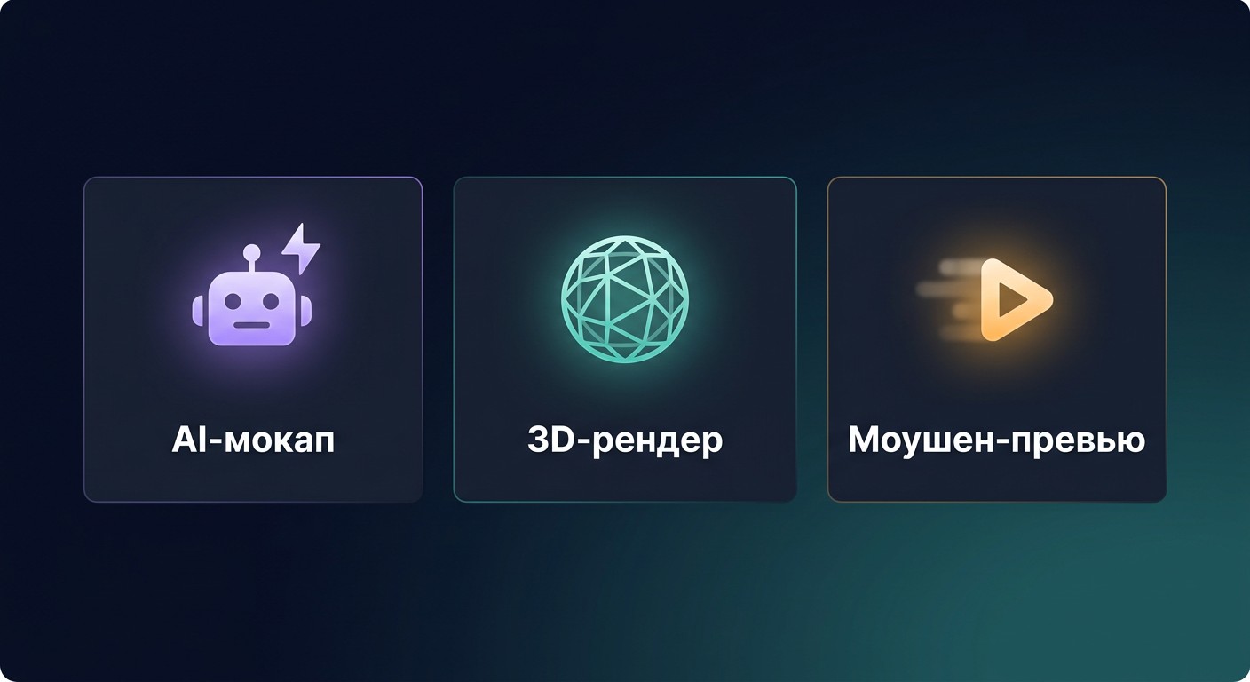 Тренды 2026 для портфолио дизайнера — AI-мокап, 3D-рендер, моушен