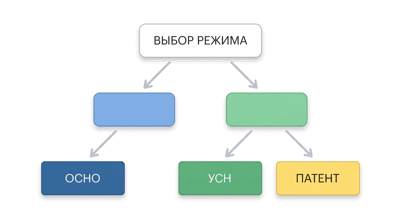 Схема выбора налогового режима: ОСНО, УСН или патент