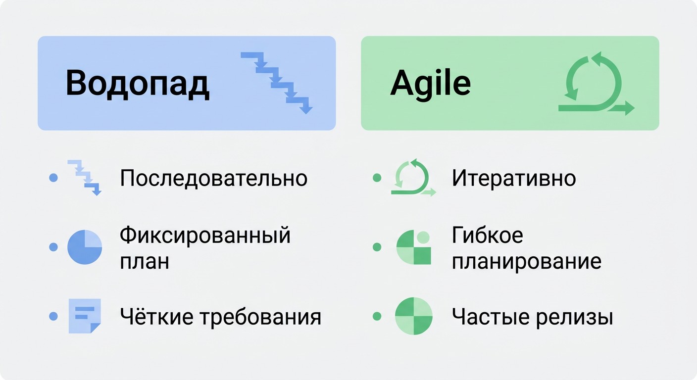 Сравнение методологий Waterfall и Agile в управлении проектами