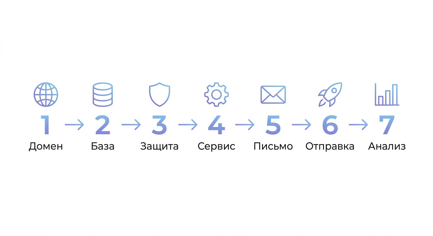 Инфографика: 7 шагов запуска email-рассылки с нуля