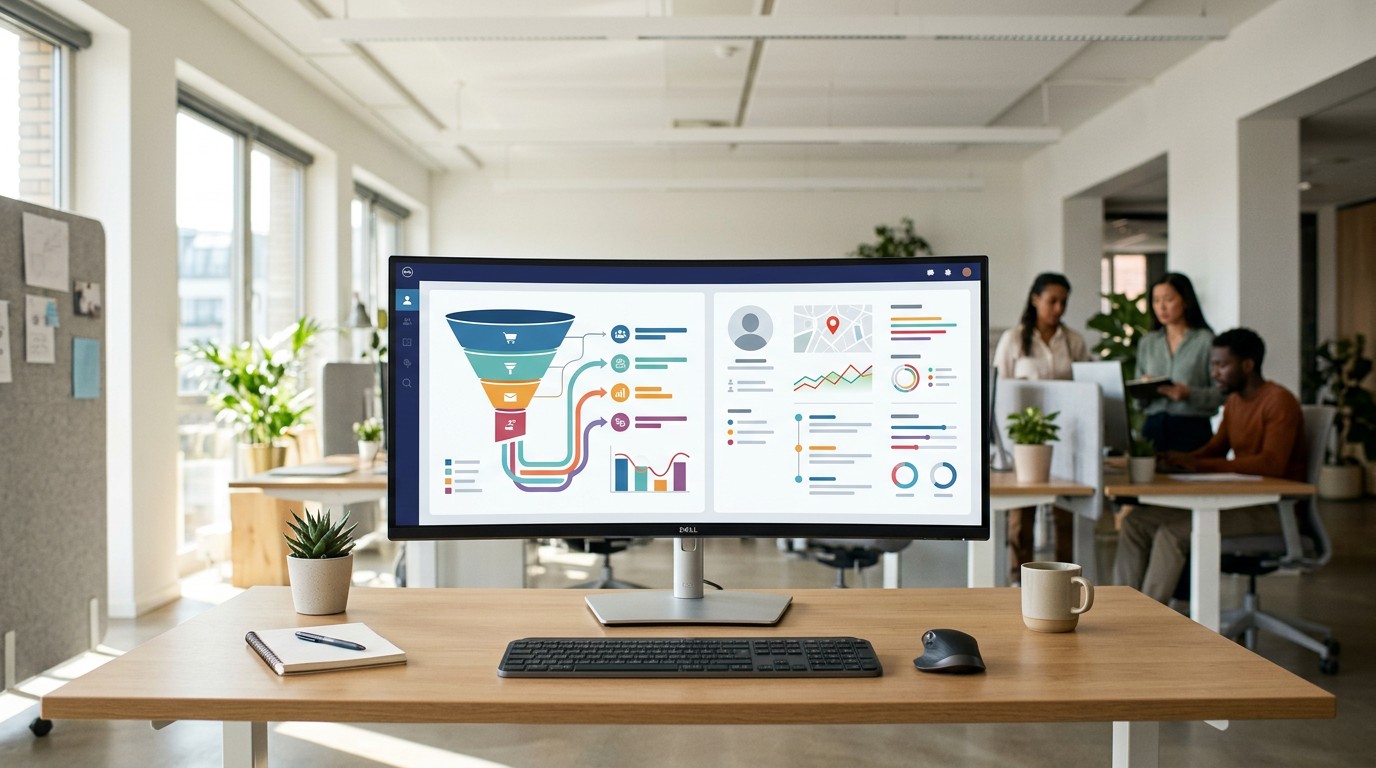 CRM-система — дашборд с воронкой продаж и карточкой клиента