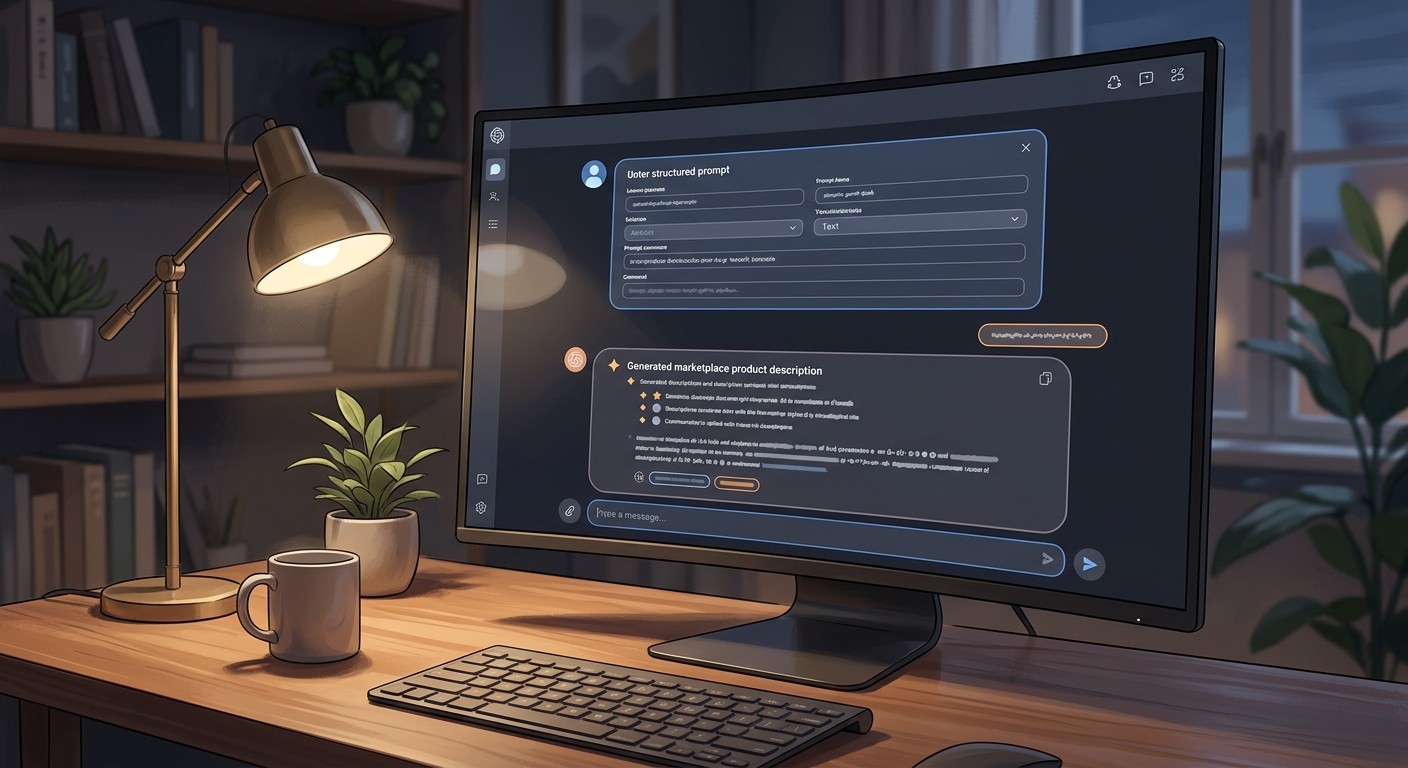 Пример промпта DeepSeek с результатом описания товара для карточки маркетплейса
