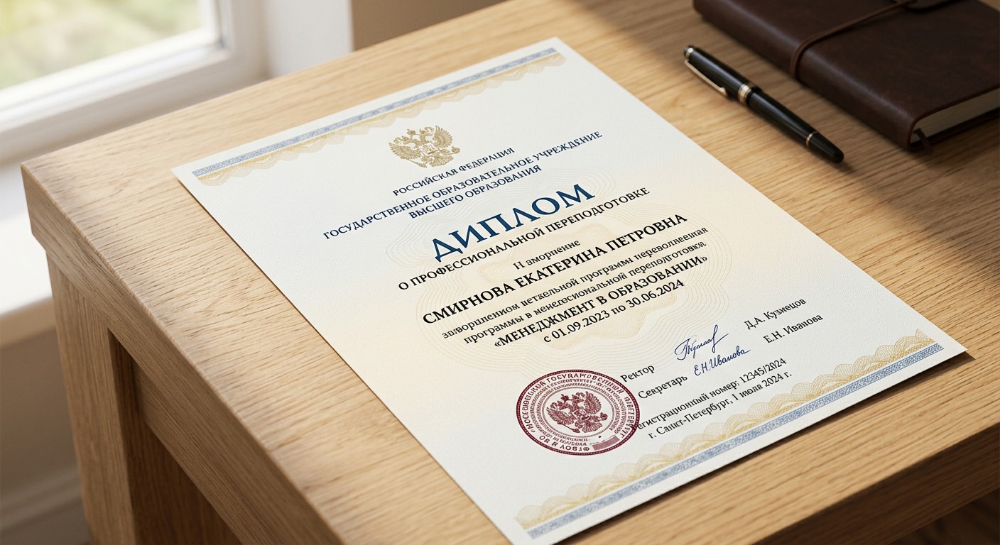 Диплом о профессиональной переподготовке с официальной печатью
