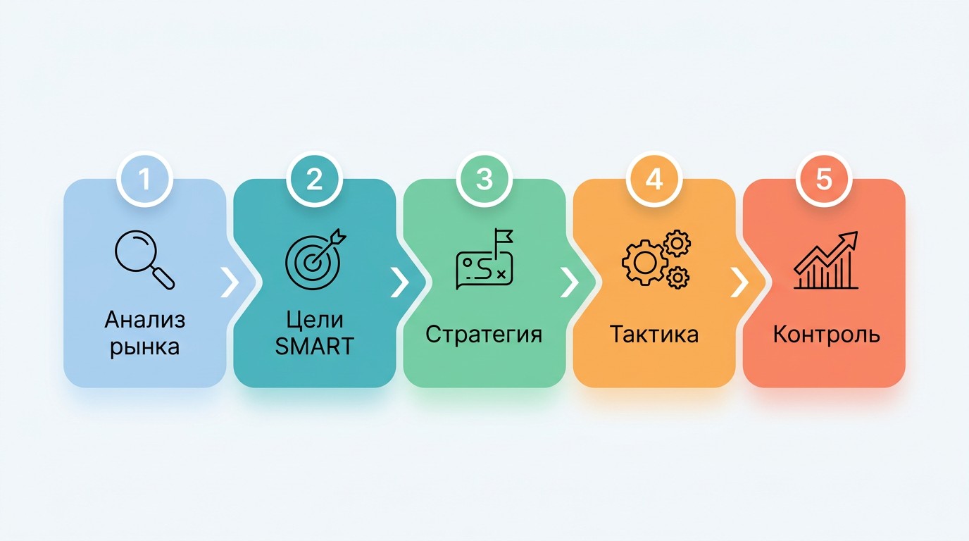 Пять этапов разработки маркетинговой стратегии — от анализа рынка до контроля