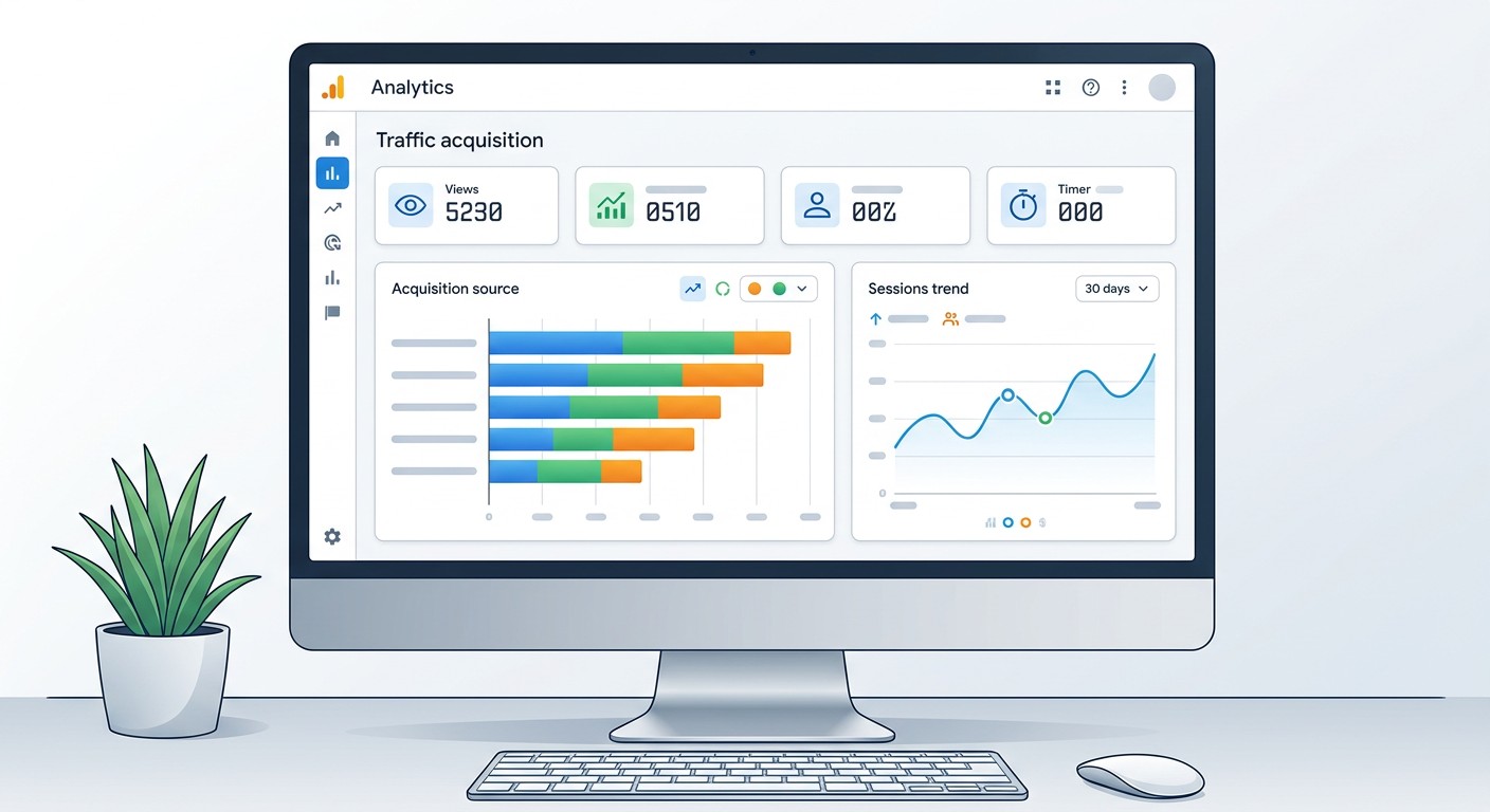 Скриншот Google Analytics 4 с отчётом по источникам трафика
