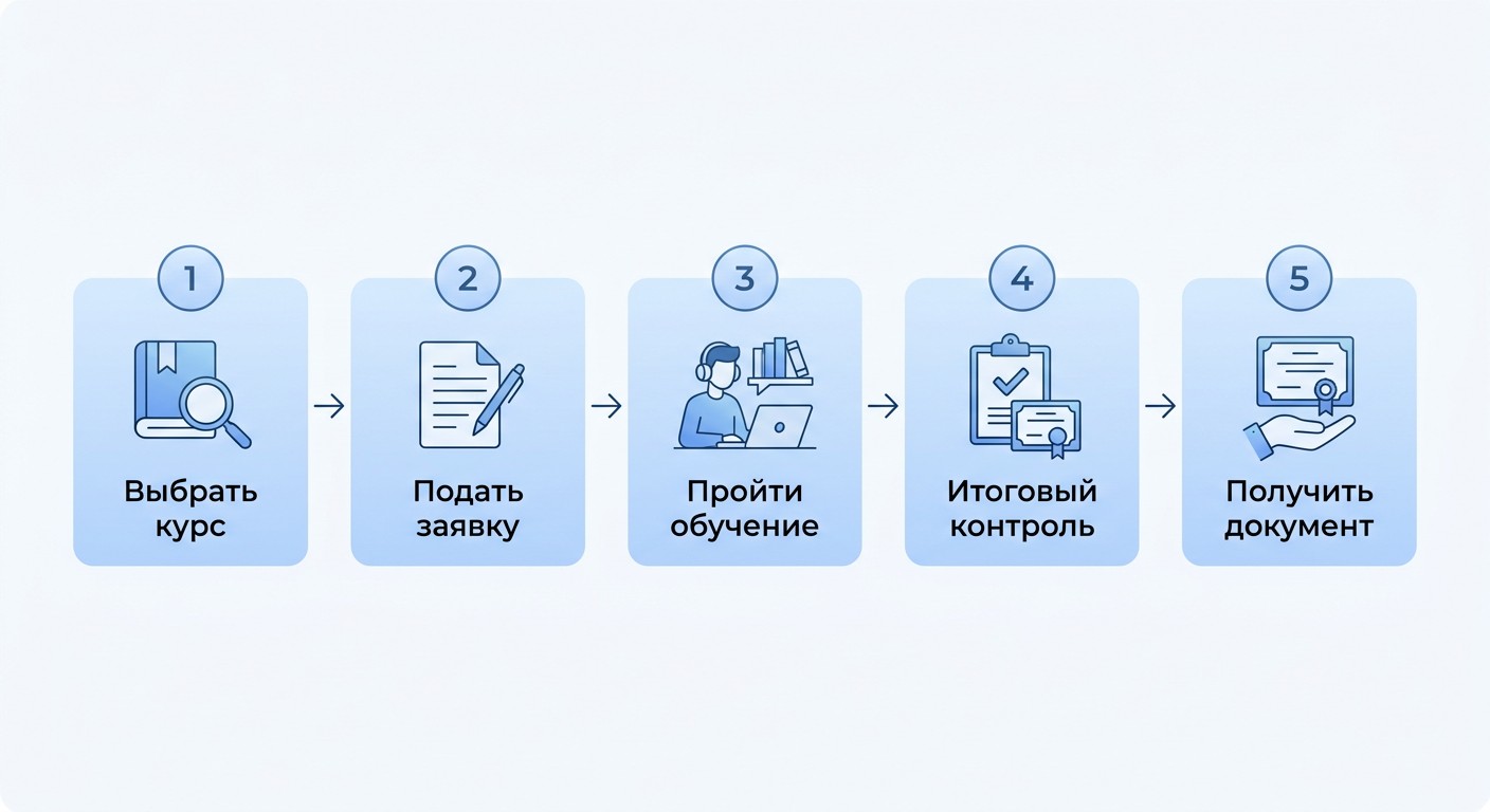 Пять шагов для получения удостоверения о повышении квалификации